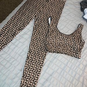 two piece cropped shirt and pant set